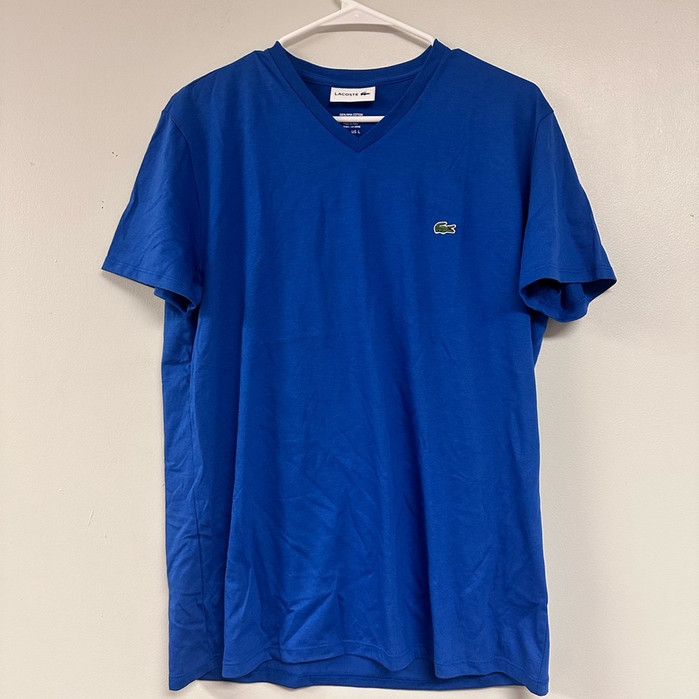 Lacoste V-Neck Pima Cotton Tee in Blue - Men’s